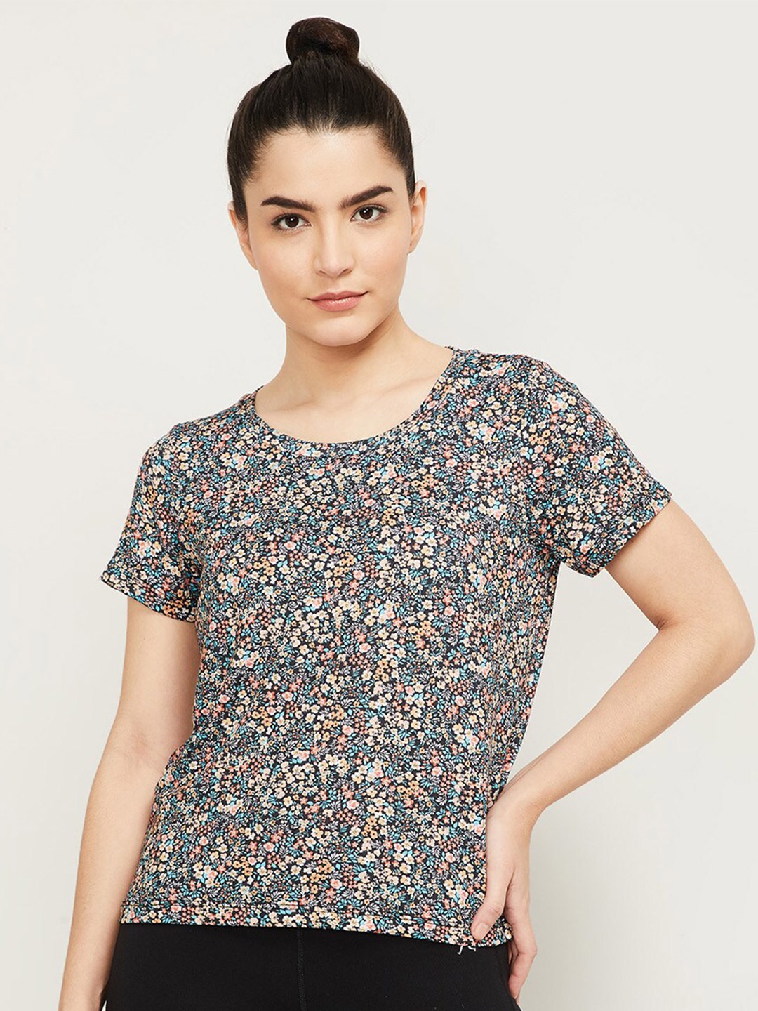 

Kappa Women Multicoloured Floral Printed Crop T-Shirt, Multi