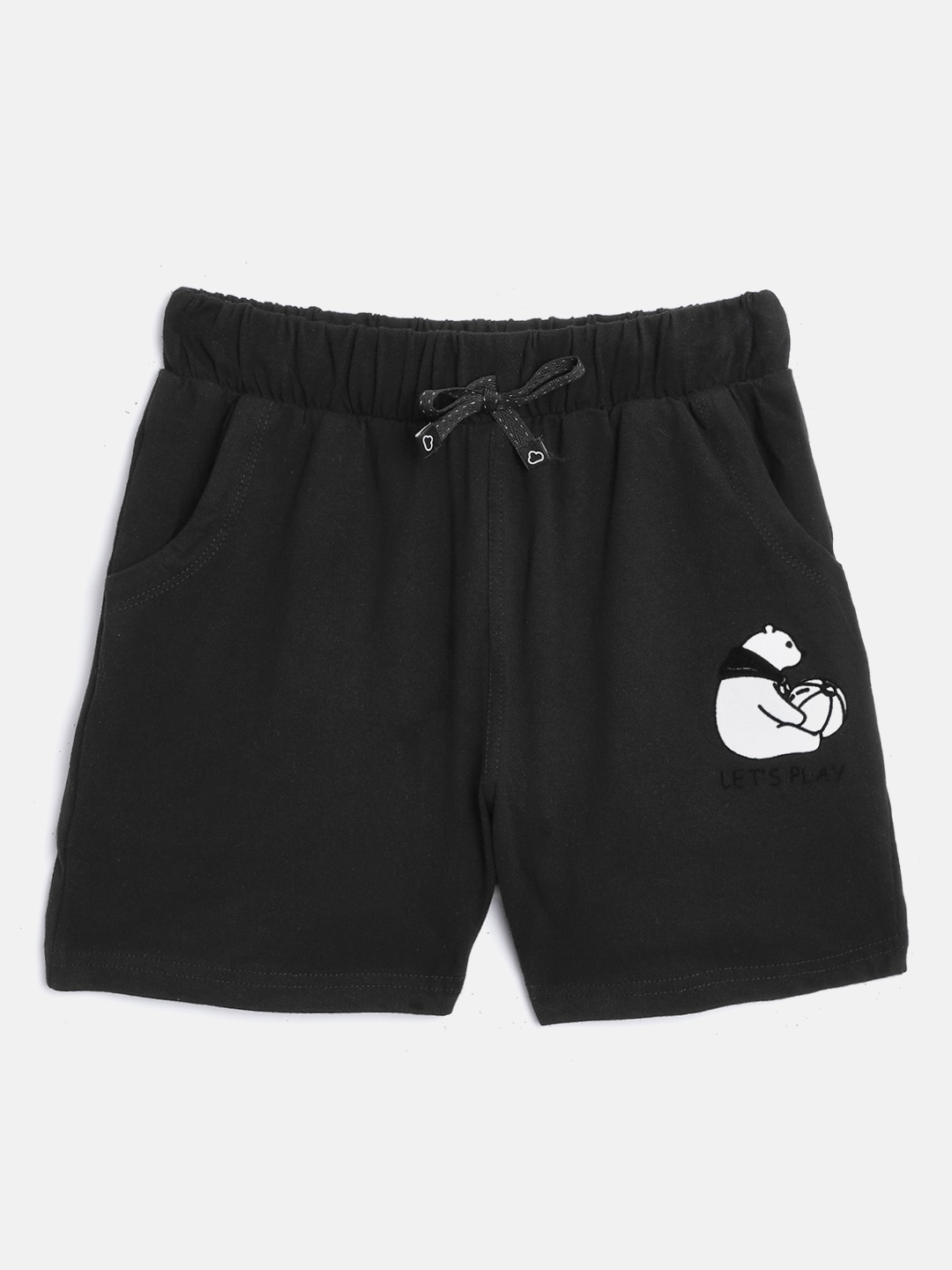 

Sweet Dreams Girls Black Solid Lounge Shorts with Printed Detail
