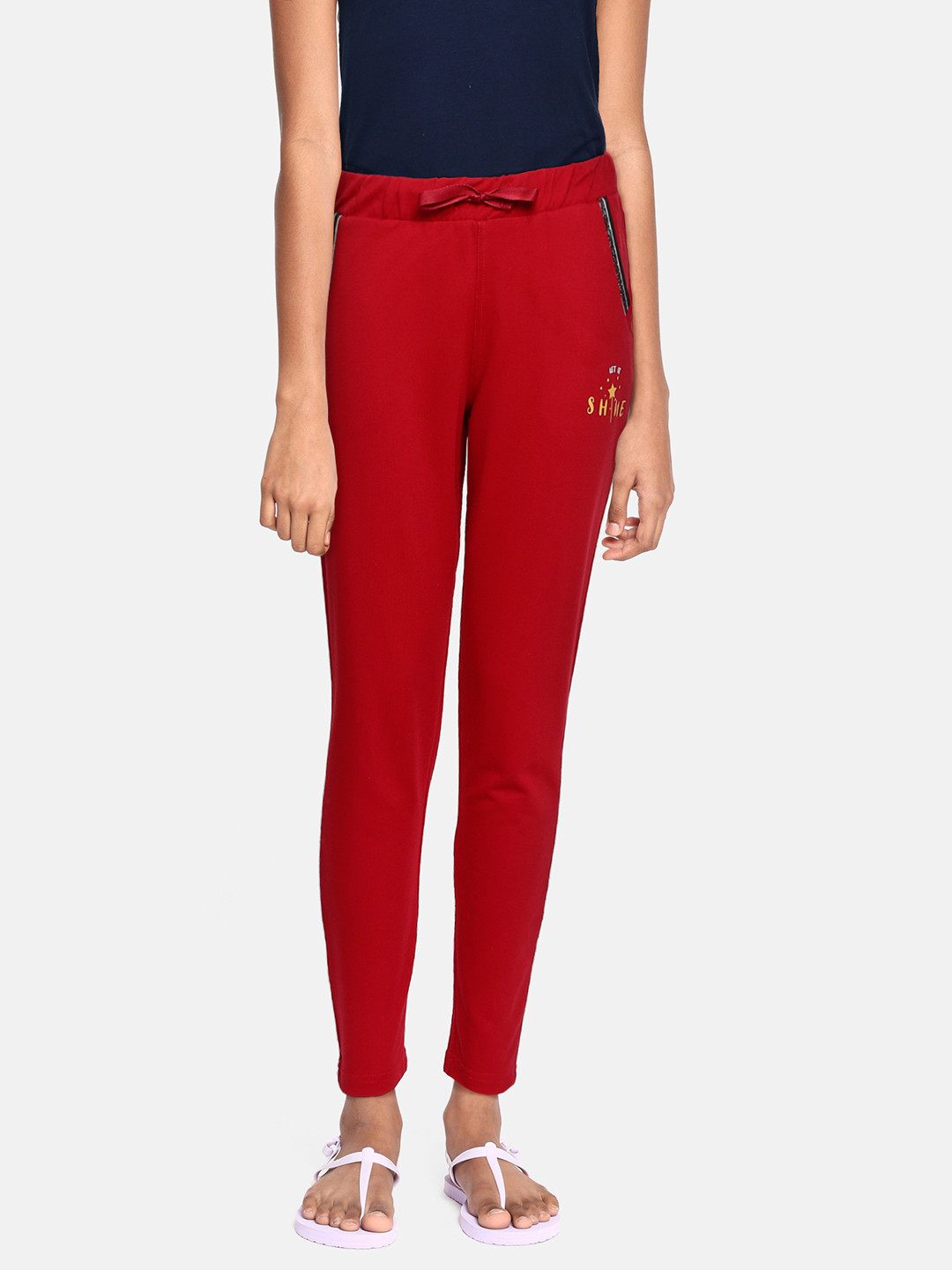 

Sweet Dreams Girls Red Solid Lounge Pants