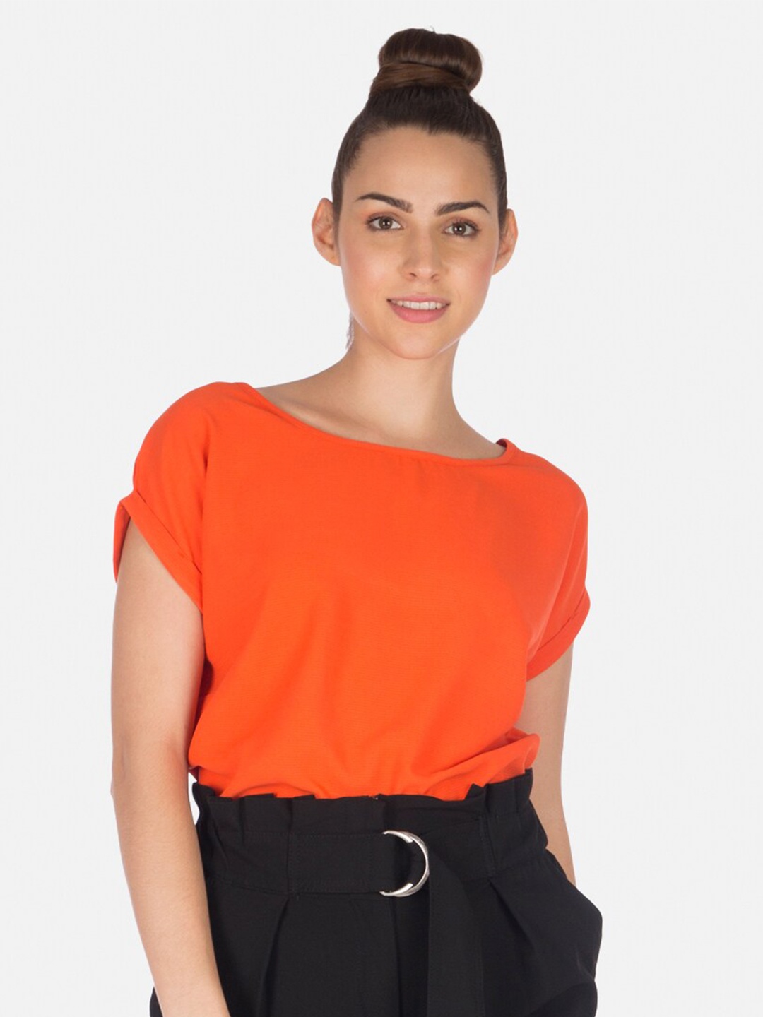 

Smugglerz Orange Solid Extended Sleeves Regular Top