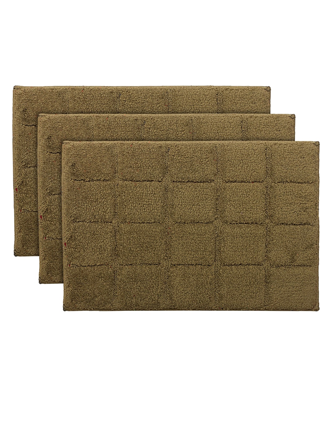 

Kuber Industries Set Of 3 Brown Textured Velvet Doormats