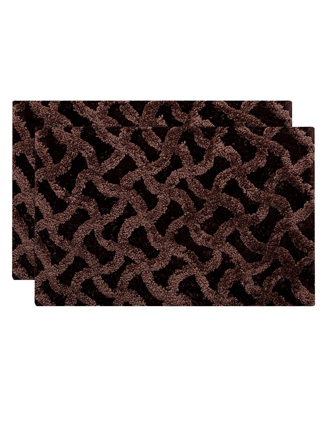 

Kuber Industries Pack Of 2 Brown Textured Velvet Anti-Skid Doormats