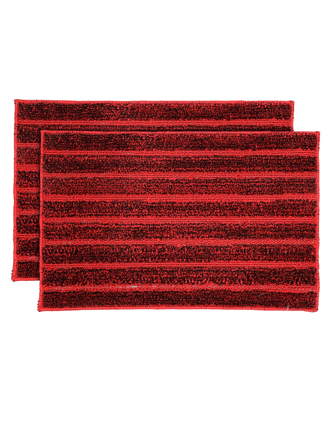 

Kuber Industries Set Of 2 Maroon & Red Velvet Anti-Slip Doormats