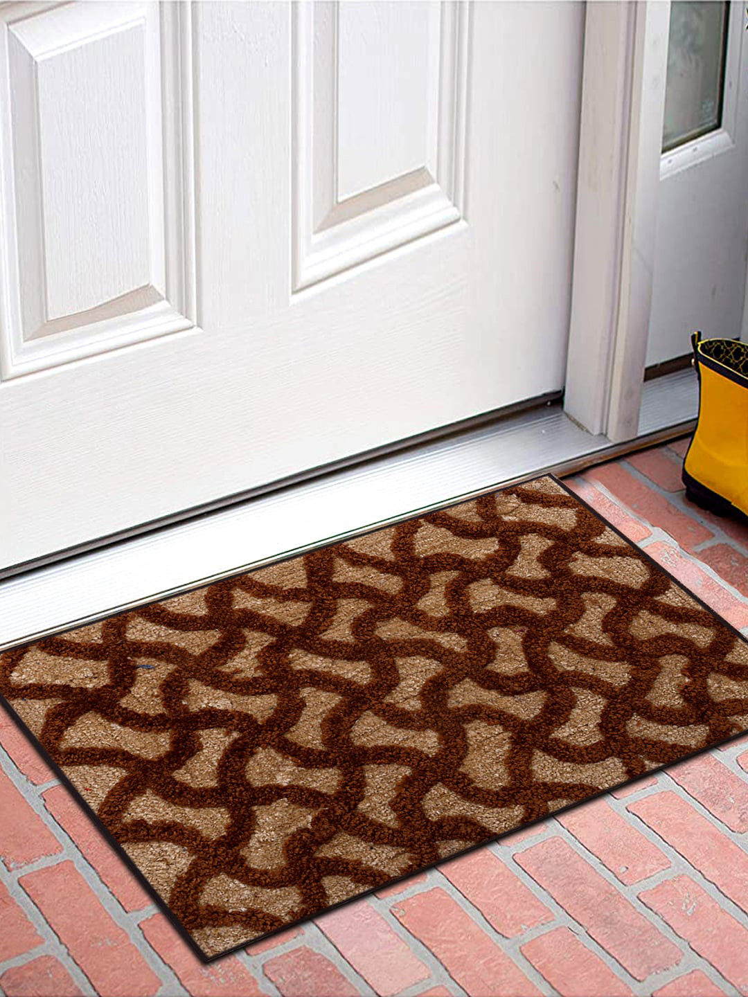 

Kuber Industries Grey & Brown Velvet Anti-Slip Doormat