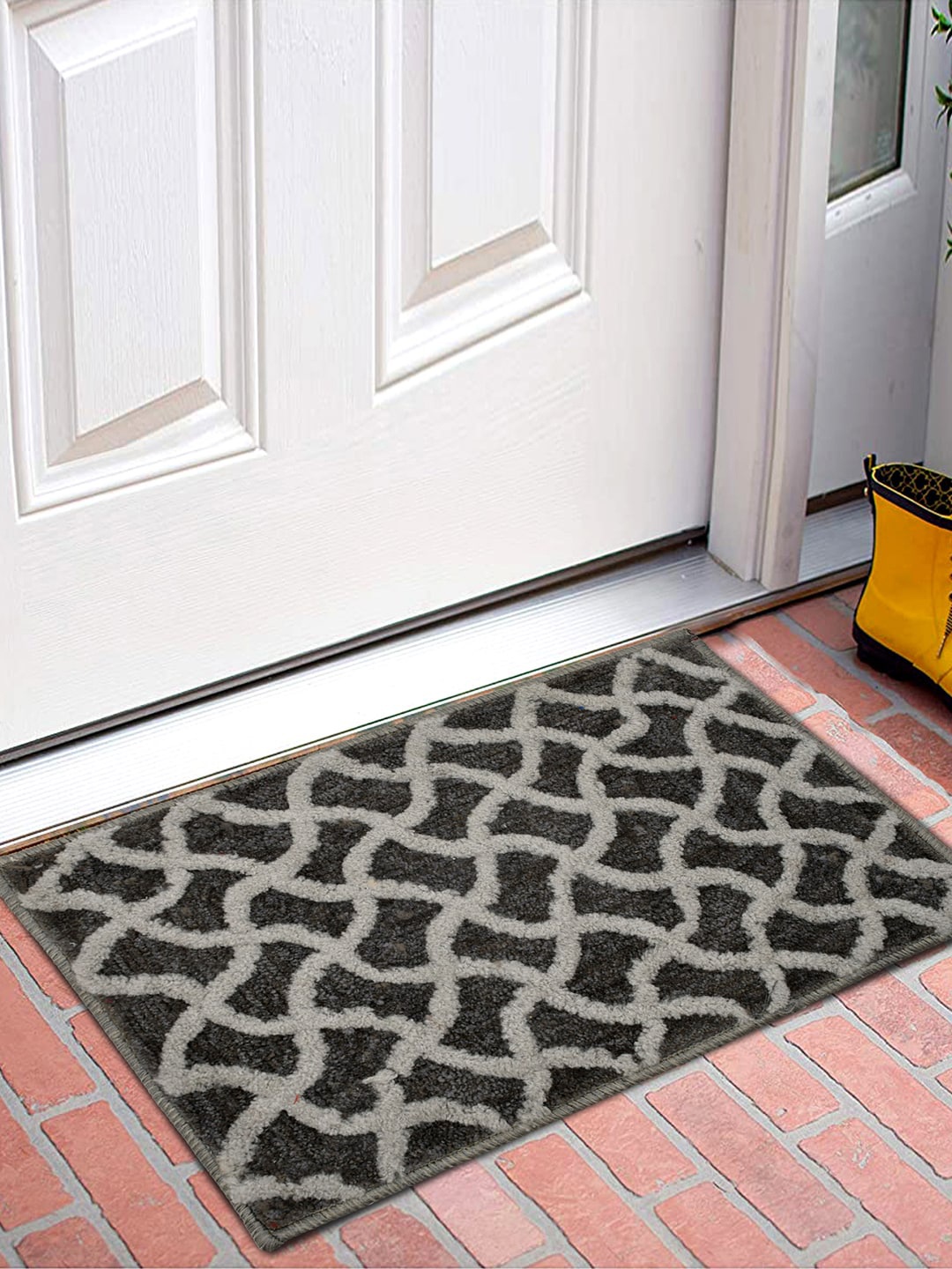 Kuber Industries Brown Washable & Non Slip Velvet Indoor Doormat