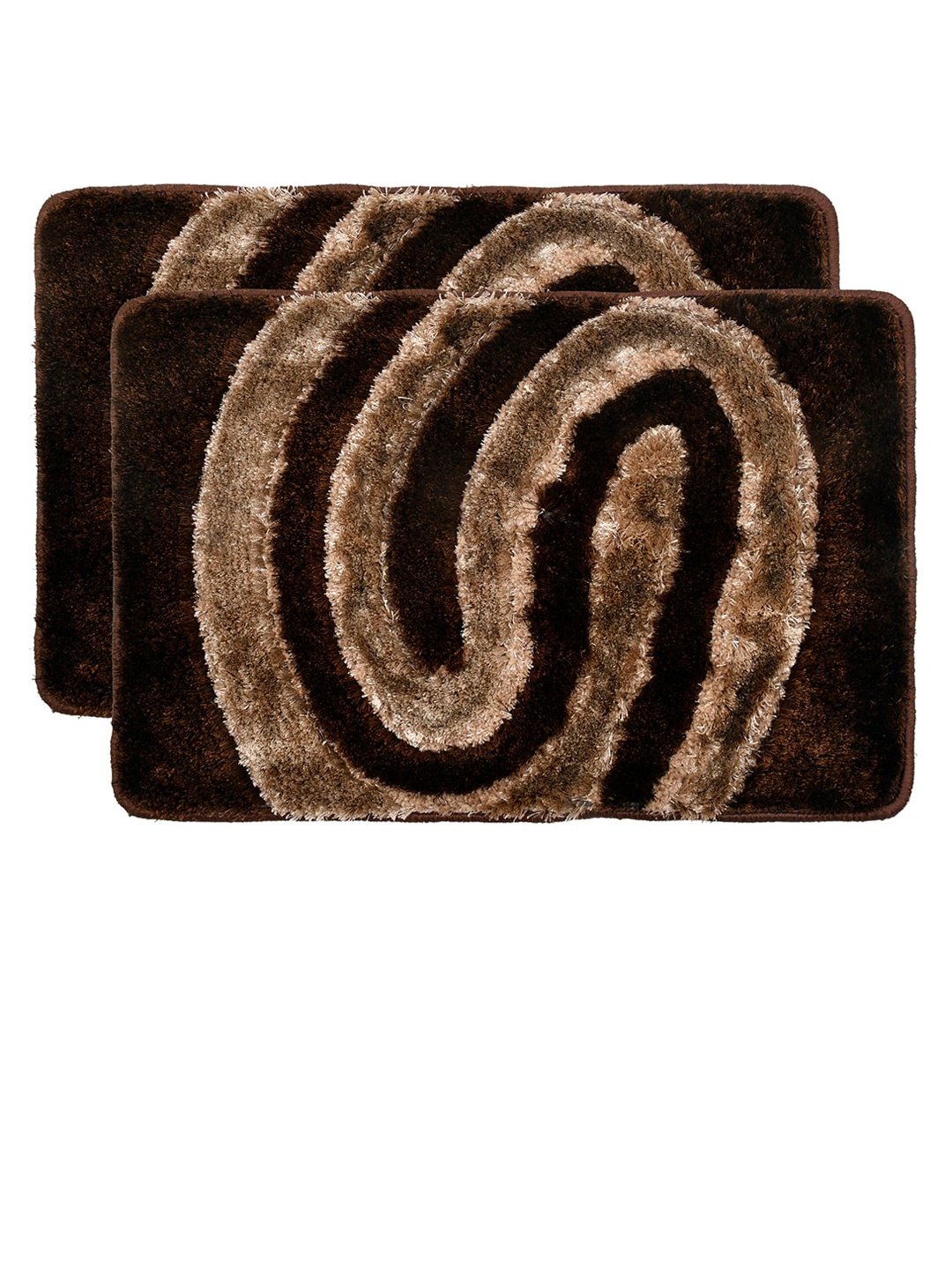 

Kuber Industries Set Of 2 Brown & Beige Velvet Anti-Slip Doormats