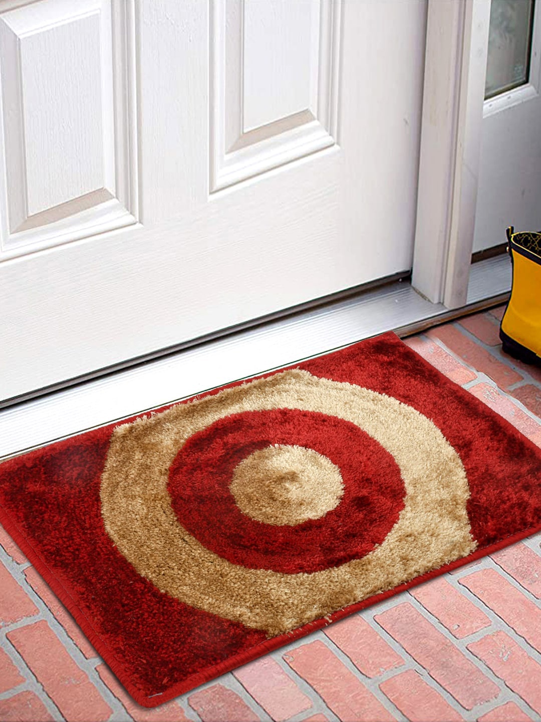 

Kuber Industries Pack of 2 Red & Brown Velvet Doormat