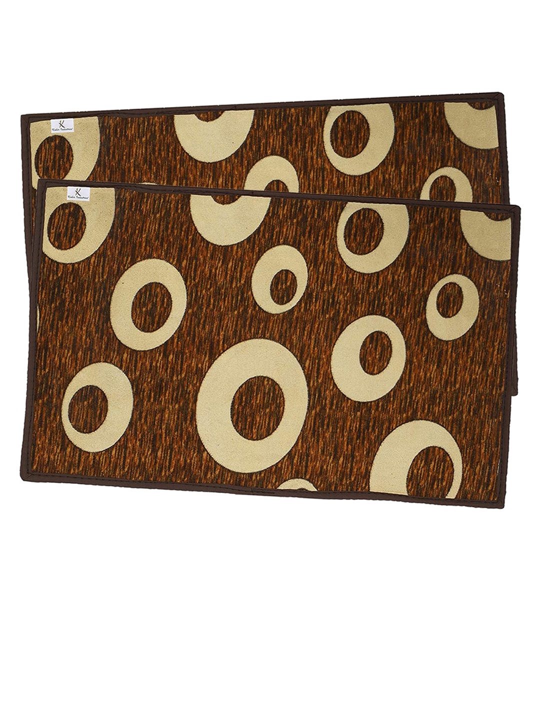 

Kuber Industries Brown & Beige Set Of 2 Anti-Skid Velvet Doormats