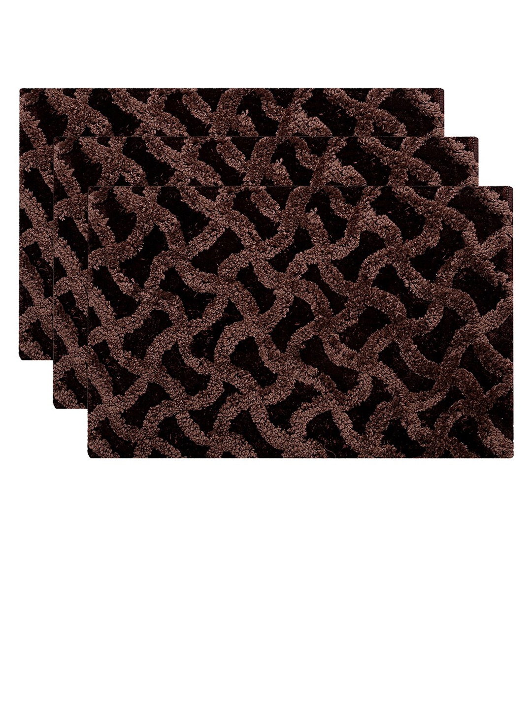 

Kuber Industries Set Of 3 Brown Printed Anti-Skid Doormats
