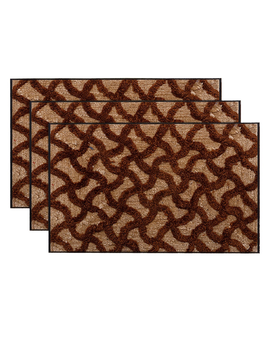 

Kuber Industries Brown & Beige Pack of 3 Printed Anti Skid Floor Mat, Grey