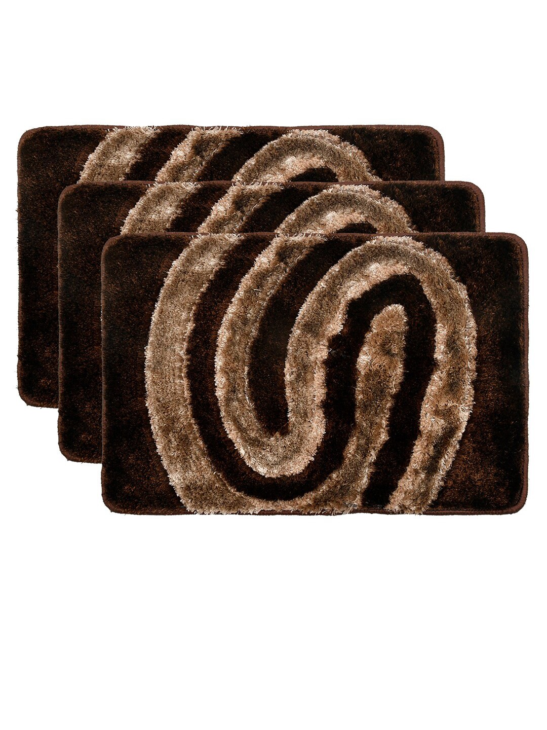 

Kuber Industries Set Of 3 Brown & Beige Patterned Velvet Anti-Skid Doormats