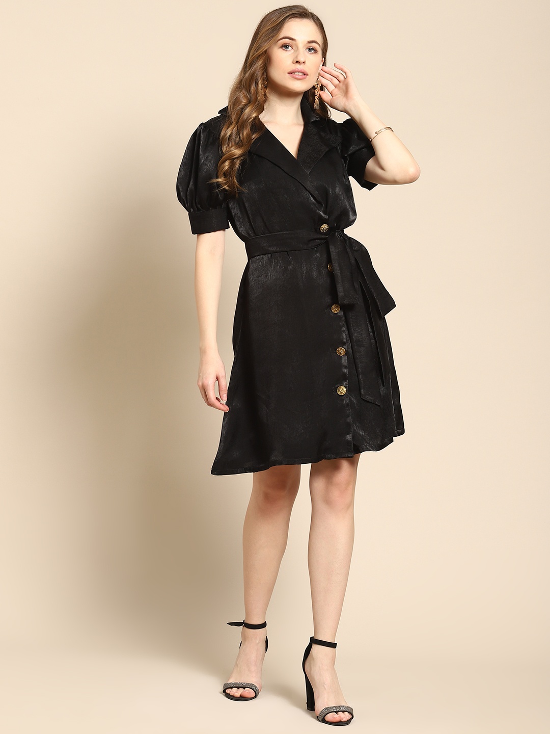 

WoowZerz Black Satin Dress