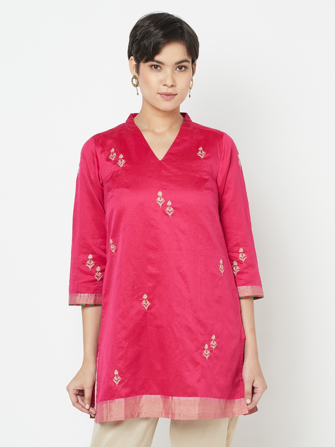 Fabindia Pink Embroidered Tunic