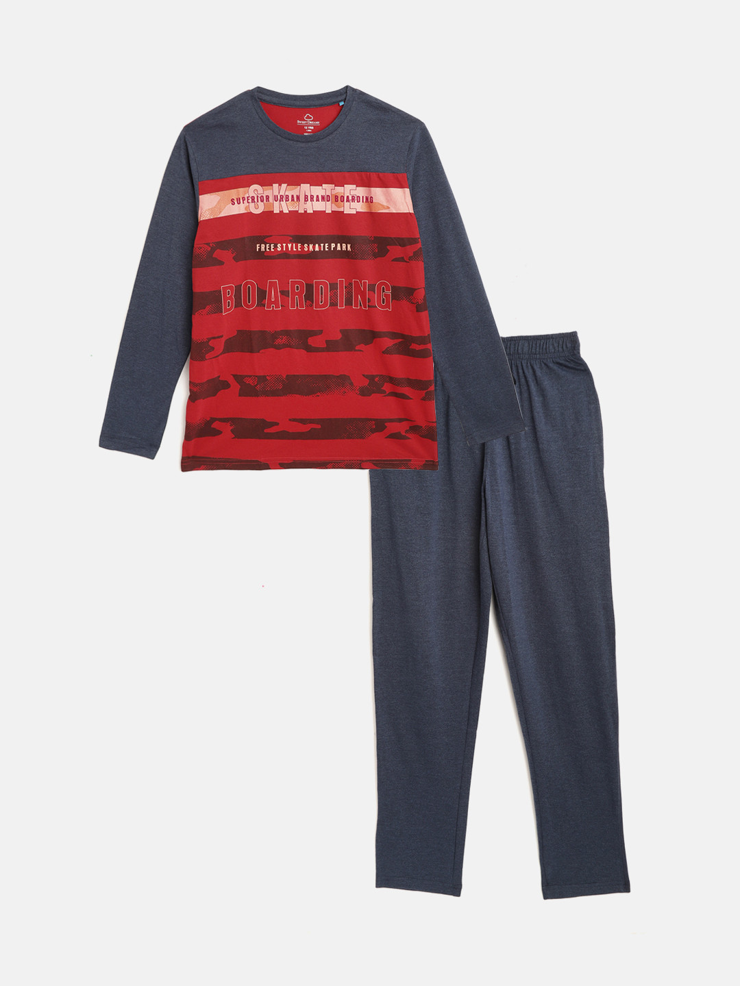 

Sweet Dreams Boys Red & Navy Blue Typography Print Pyjama Set