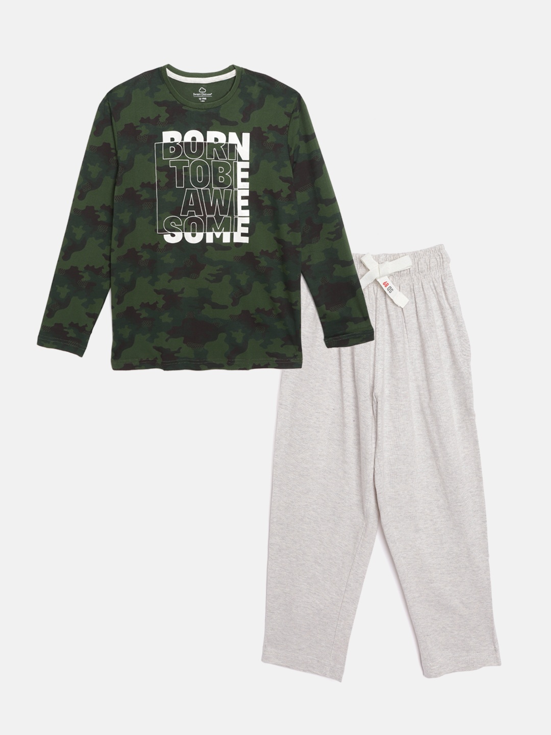 

Sweet Dreams Boys Green & Grey Melange Camouflage Print Night Suit