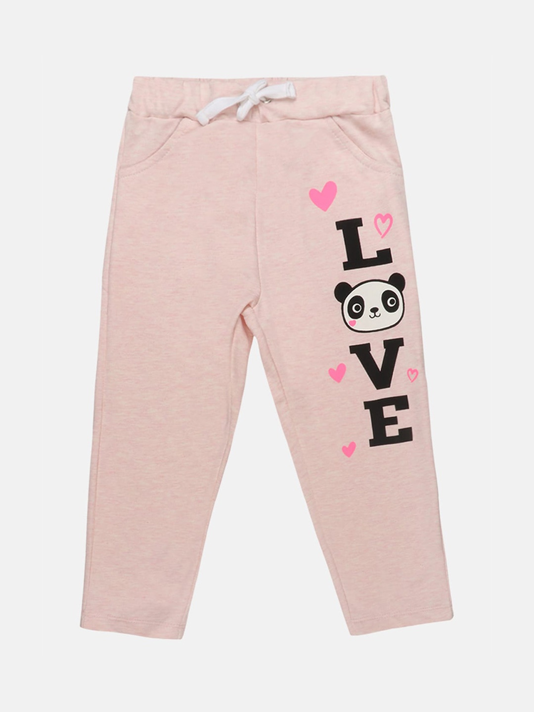 

Lazy Shark Girls Pink & Black Graphic Cotton Track Pants