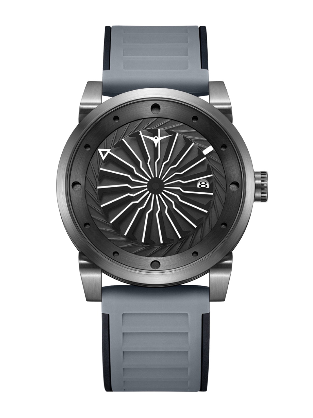 

ZINVO Men Black Brass Dial & Grey Wrap Around Straps Automatic Motion Powered Watch