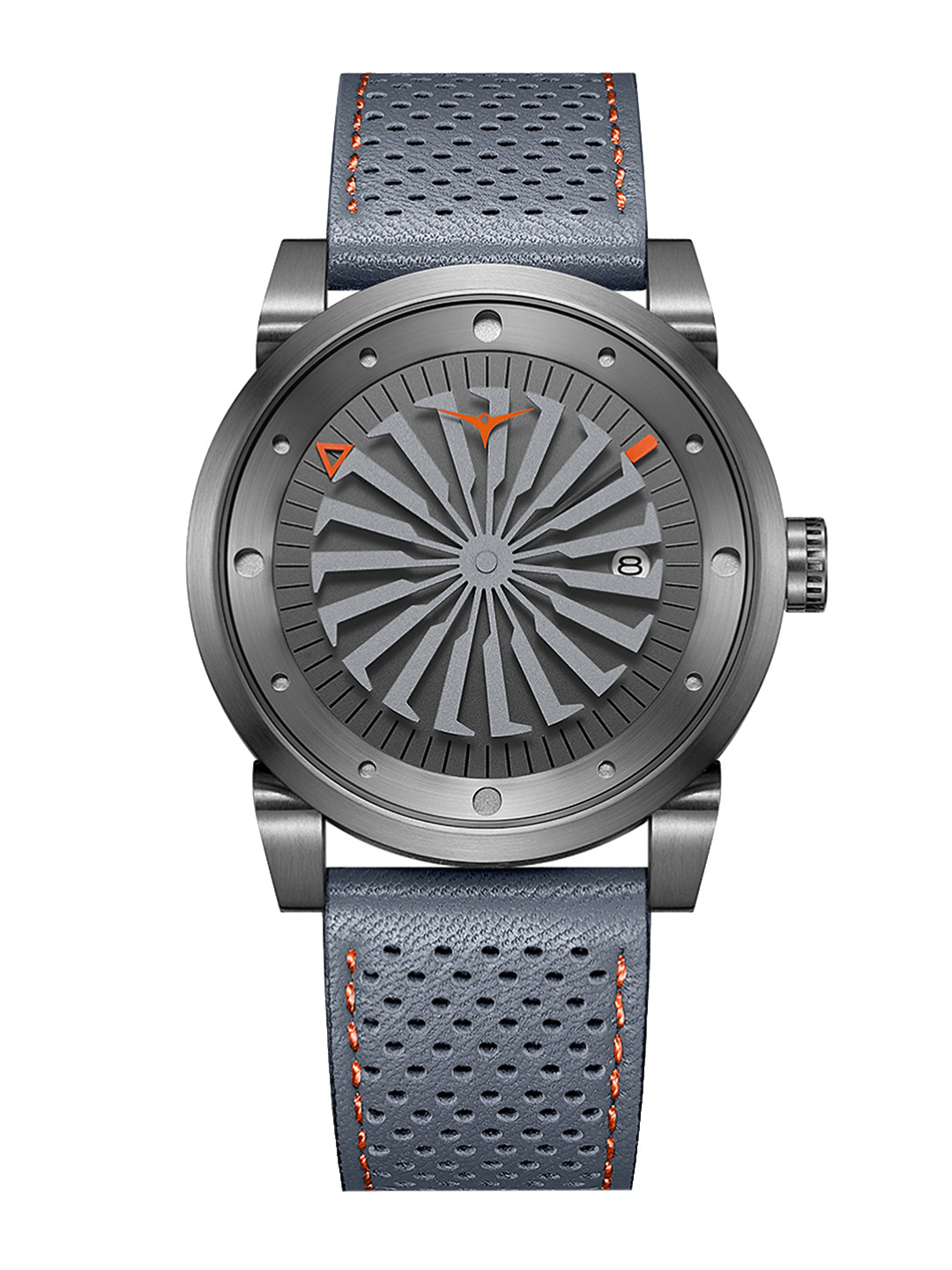 

ZINVO Men Black Brass Embellished Dial & Grey Bracelet Style Straps Analogue Automatic Motion Powered Watch