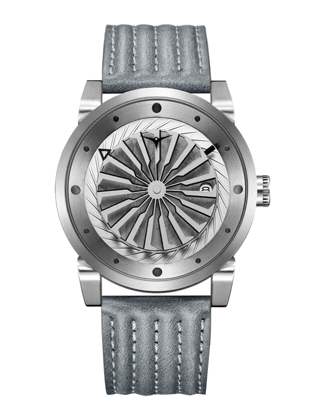 

ZINVO BLADE ASTRO Men Silver-Toned Brass Dial Leather Bracelet Style Straps Analogue Watch