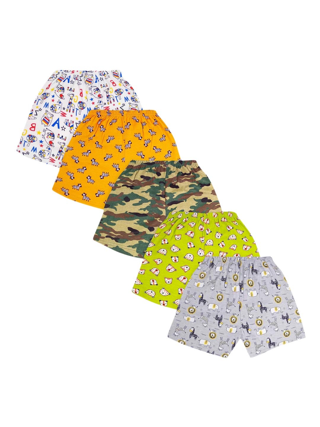 

The Boo Club Unisex Kids Pack of 5 Printed Regular Shorts, Grey