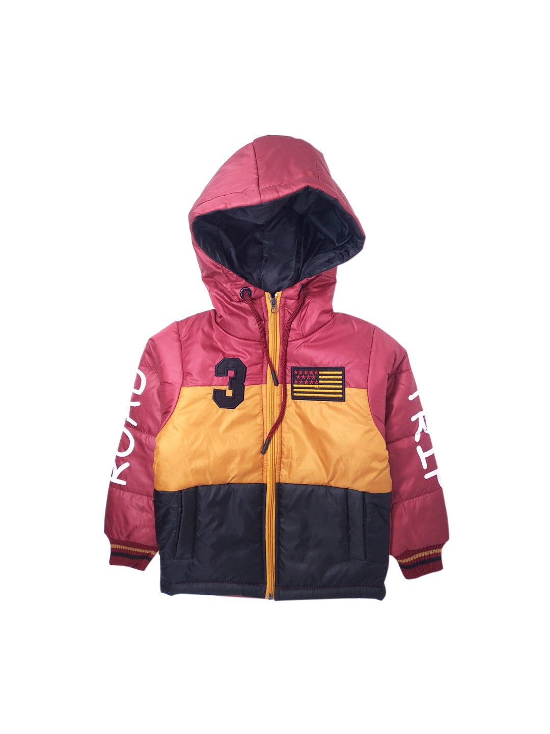 

The Boo Club Boys Black Colourblocked Windcheater and Water Resistant Padded Jacket with Patchwork