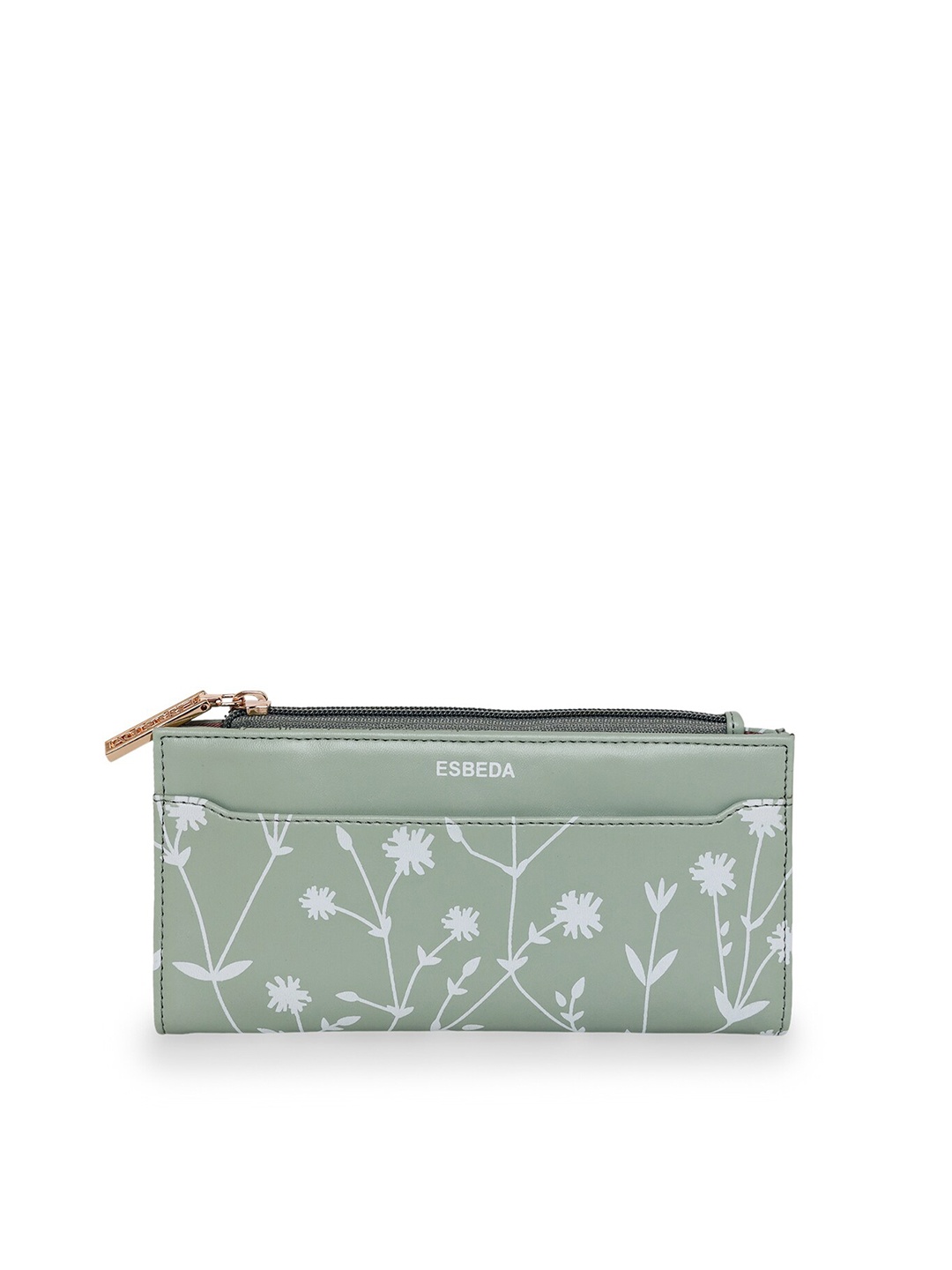 

ESBEDA Women Green Floral Printed Zip Detail Two Fold Wallet