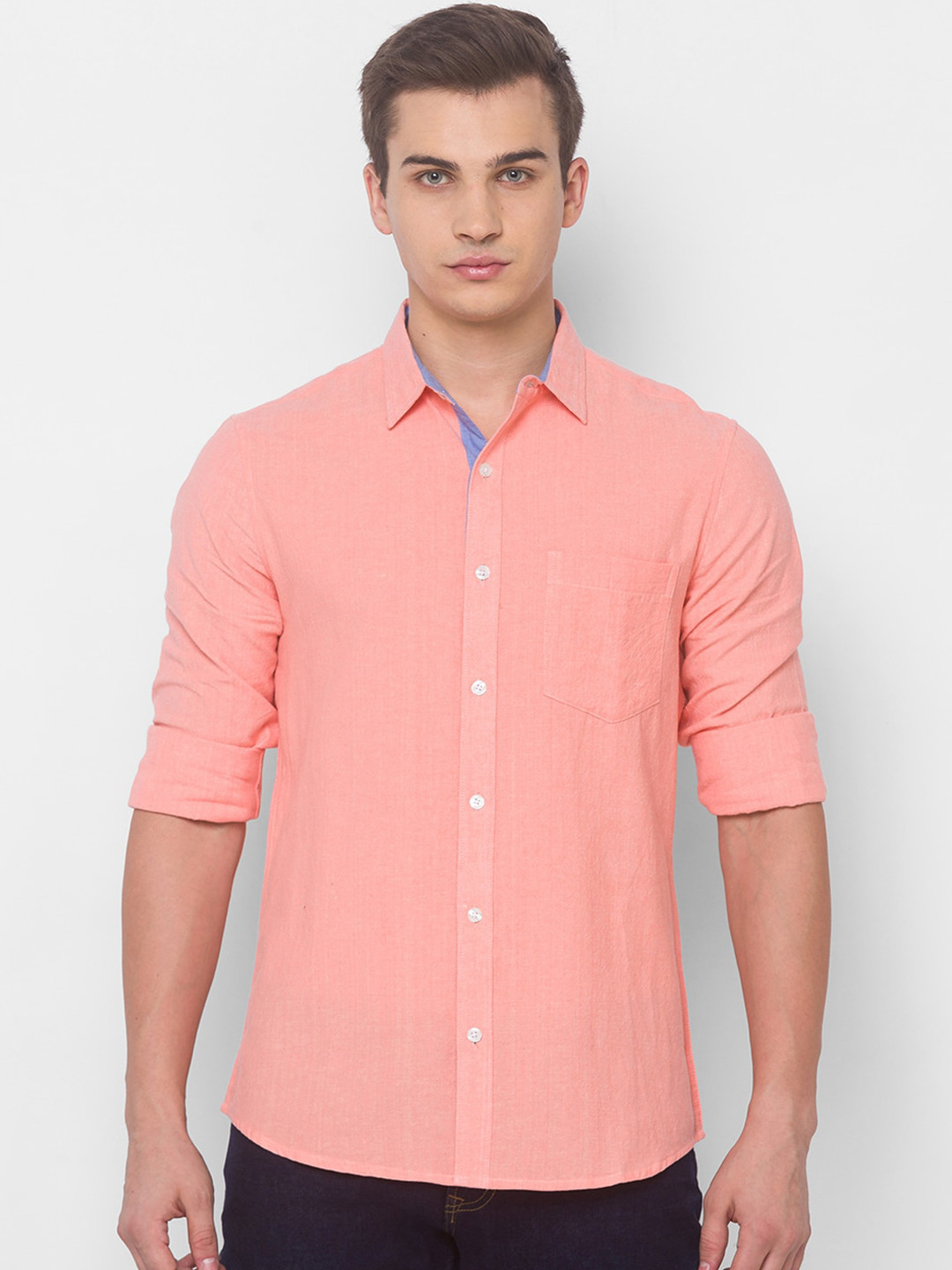

Globus Men Coral Solid Casual Shirt