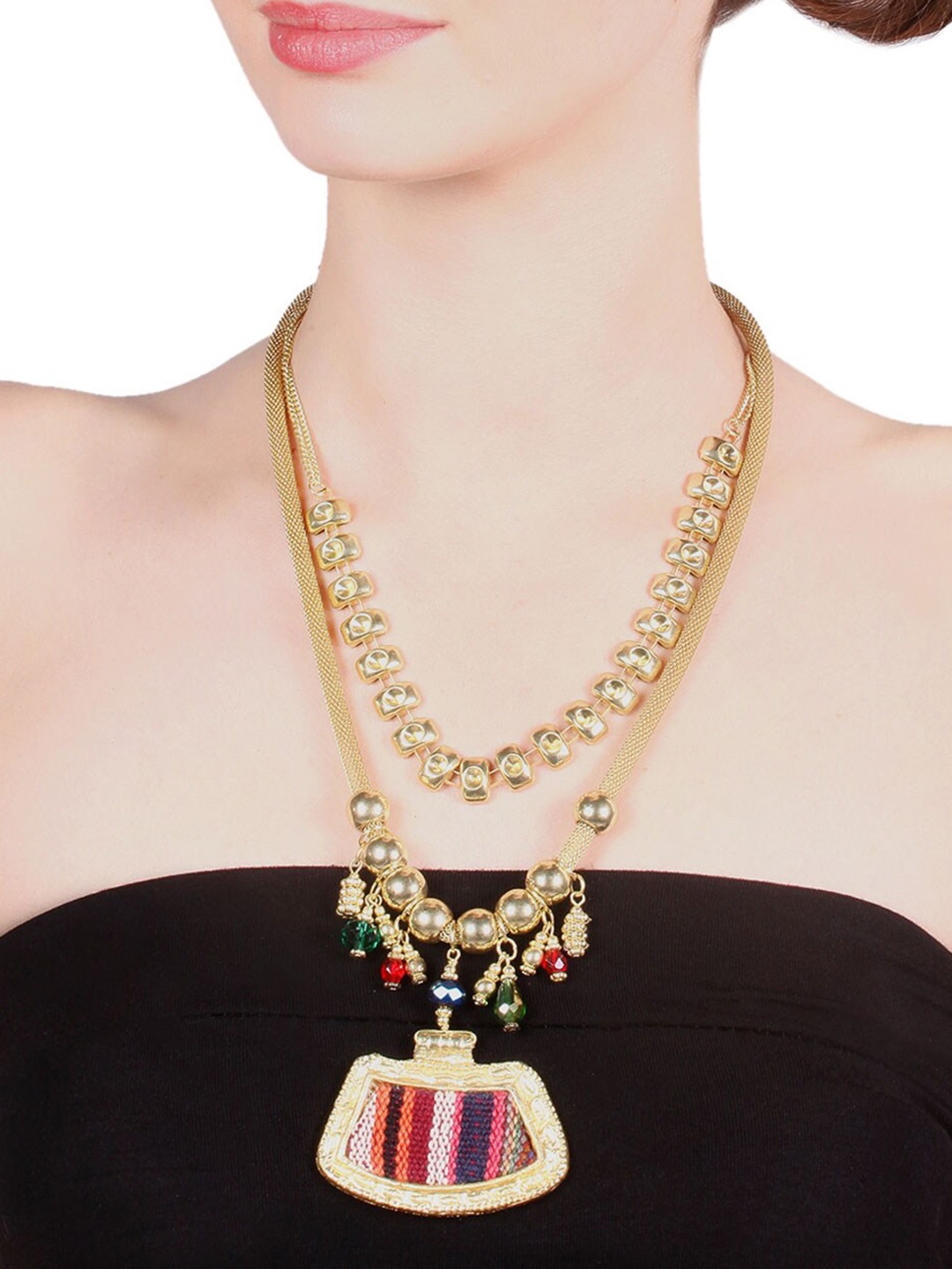 

FLYING BERRY Gold-Toned & Red Gold-Plated Choker Necklace