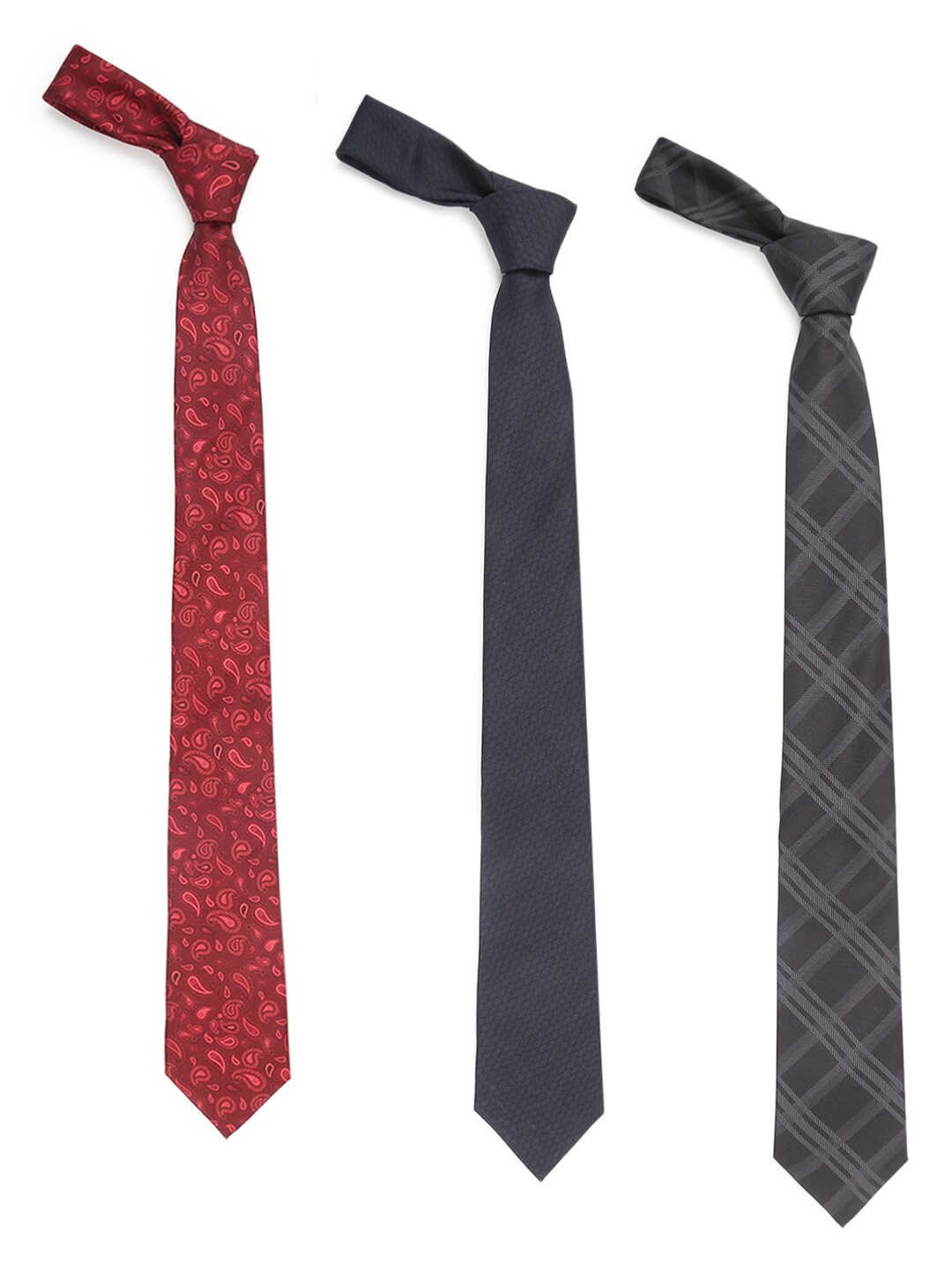 

Tossido Men Pack of 3 Printed Broad Tie, Maroon