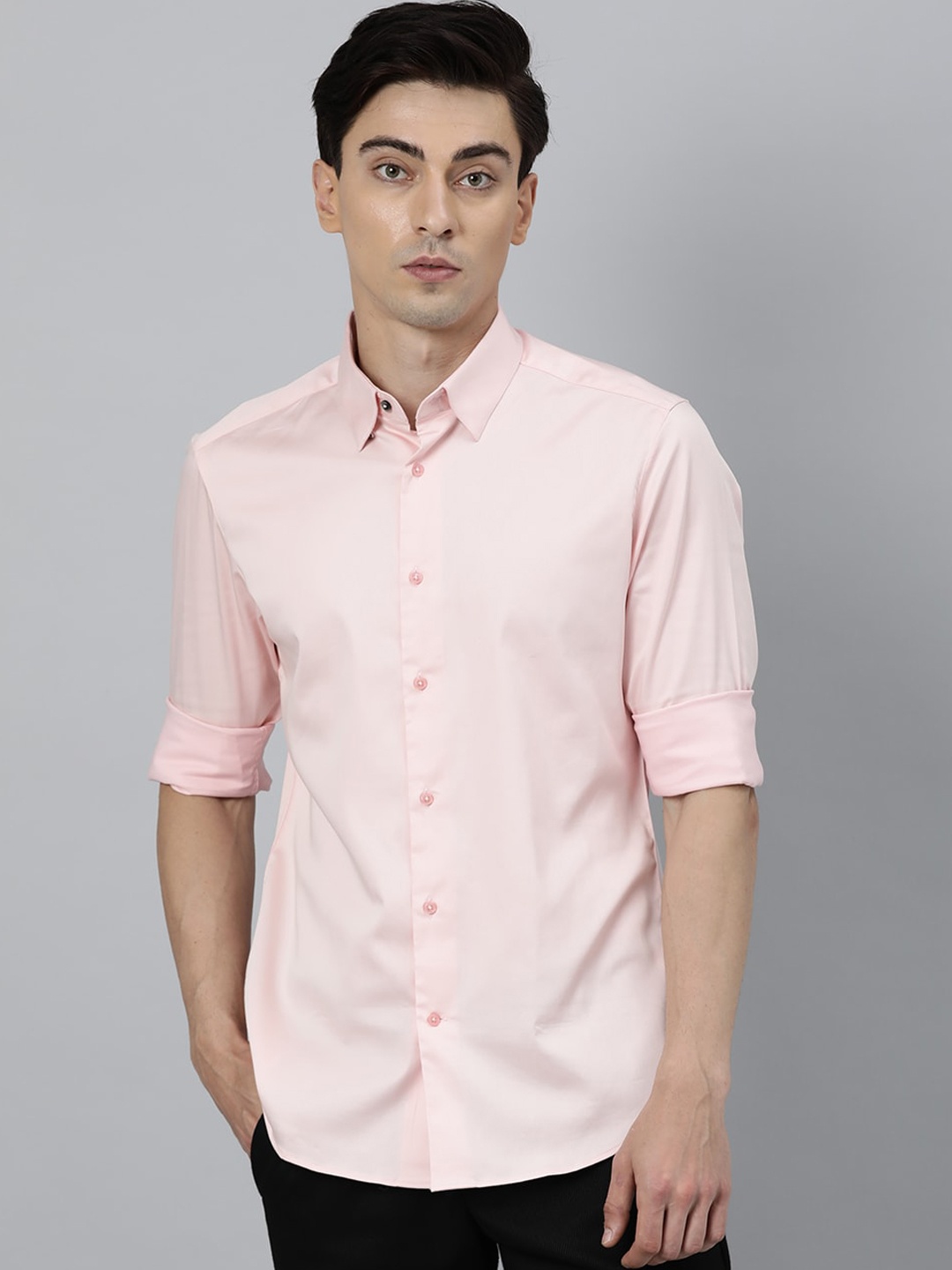 

RARE RABBIT Men Pink Slim Fit Solid Casual Shirt