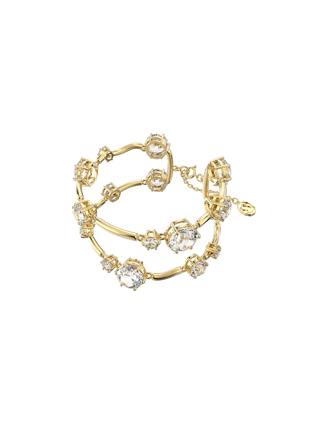 

SWAROVSKI Women White & Gold-Toned Crystals Gold-Plated Bangle-Style Bracelet