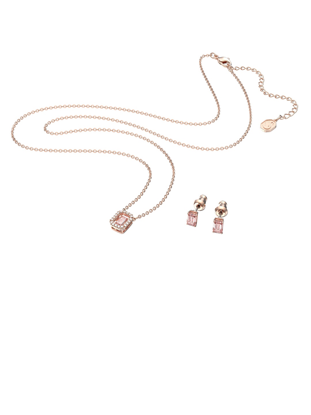 SWAROVSKI Pink Rose Gold-Plated Swarovski Zirconia Studded Jewellery Set