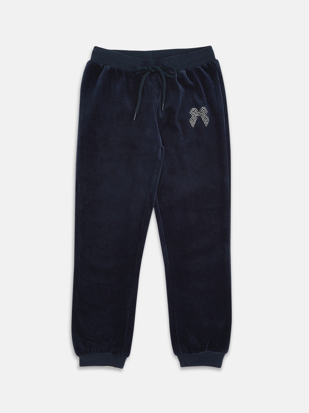 

Pantaloons Junior Girls Navy Blue Solid Pure Cotton Track Pants