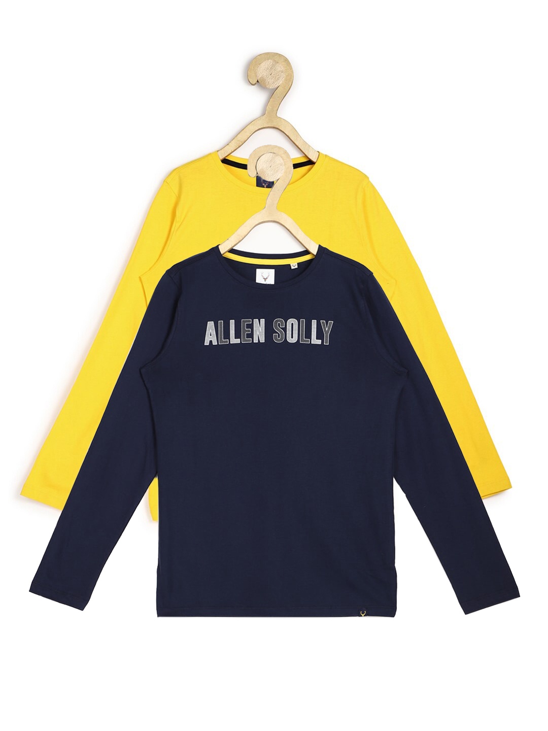 

Allen Solly Junior Boys Pack Of 2 Yellow & Navy Blue Typography T-shirts