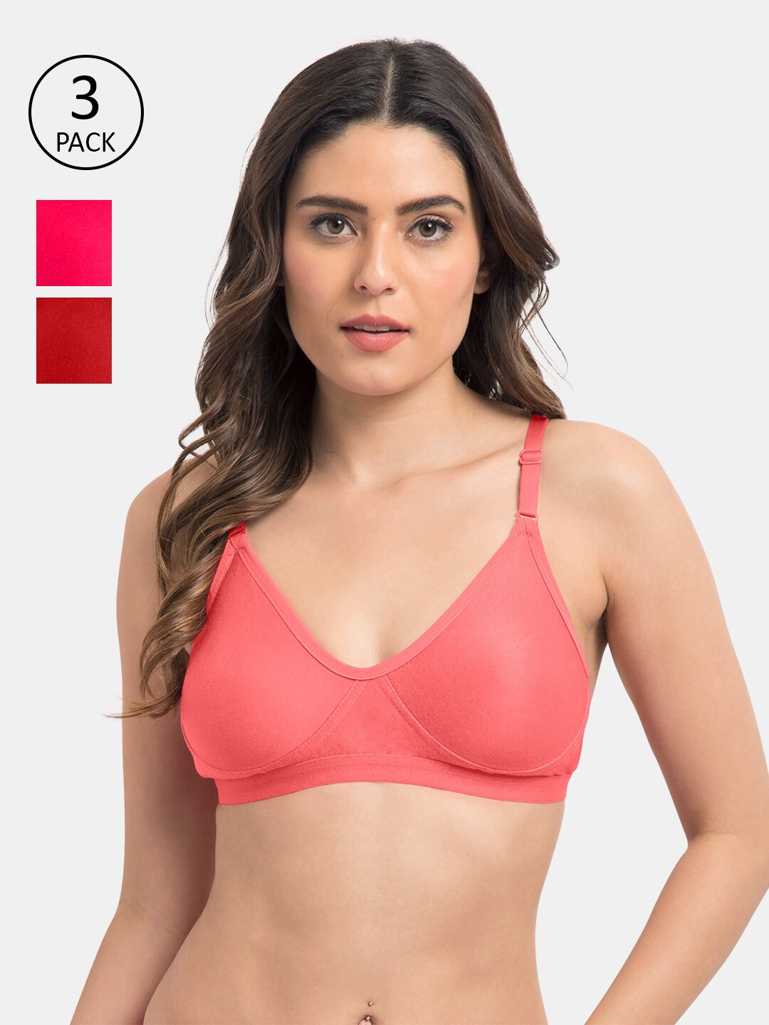 

Tweens Pack of 3 Cotton Non-Padded T-shirt Bra, Coral