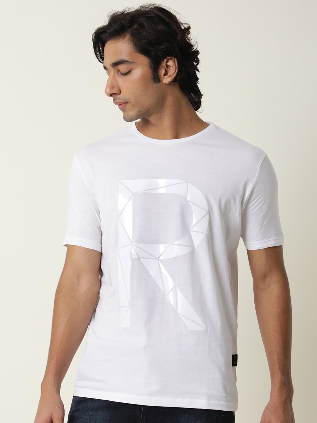 

RARE RABBIT Men Rings-4 Slim Fit Solid Polo Collar T-Shirt, White