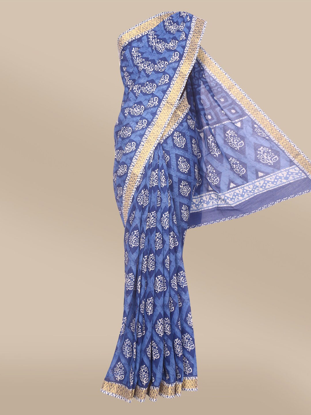 

The Chennai Silks Blue & White Batik Bhagalpuri Saree