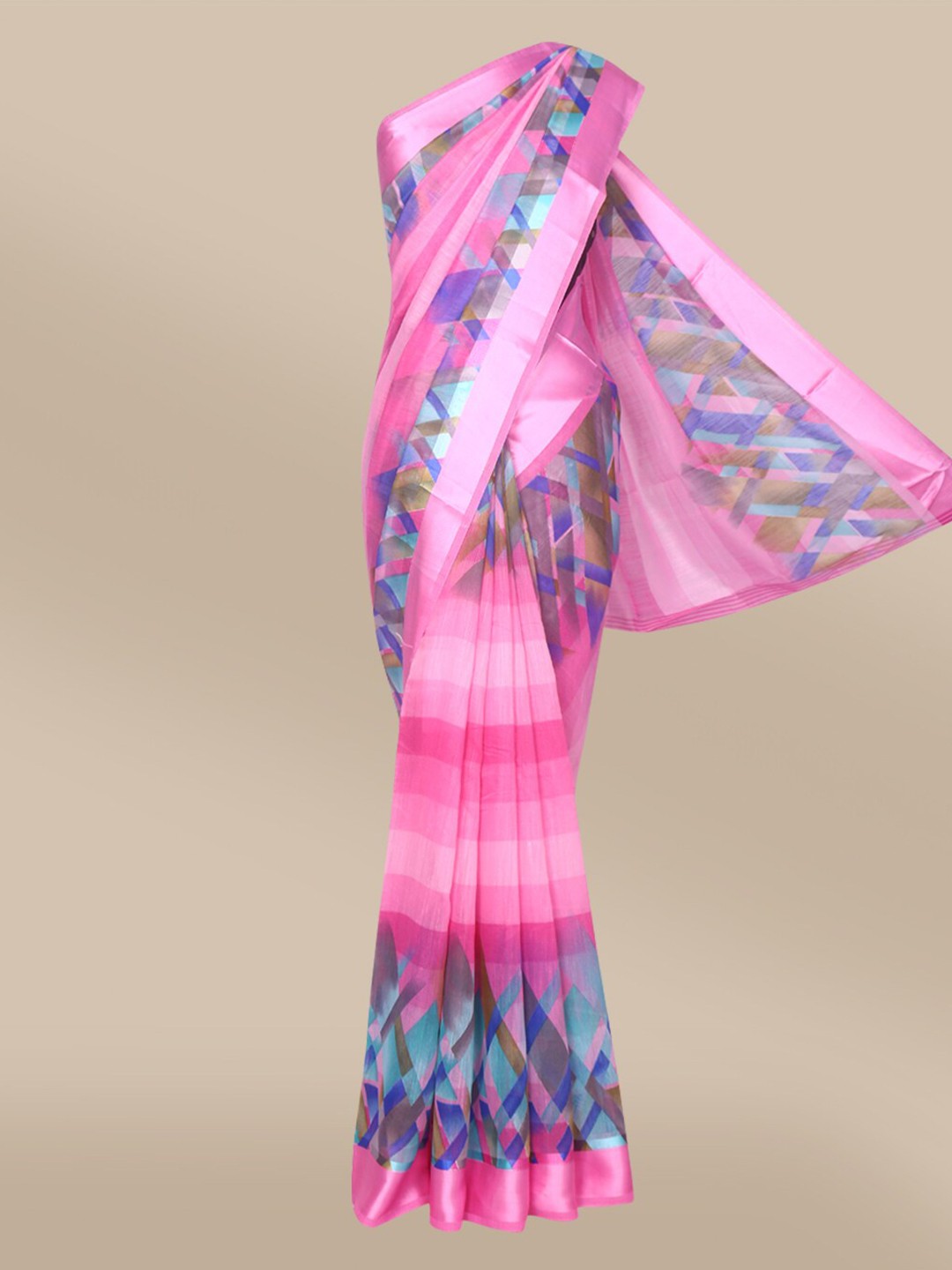 

The Chennai Silks Pink & Blue Fusion Bhagalpuri Saree
