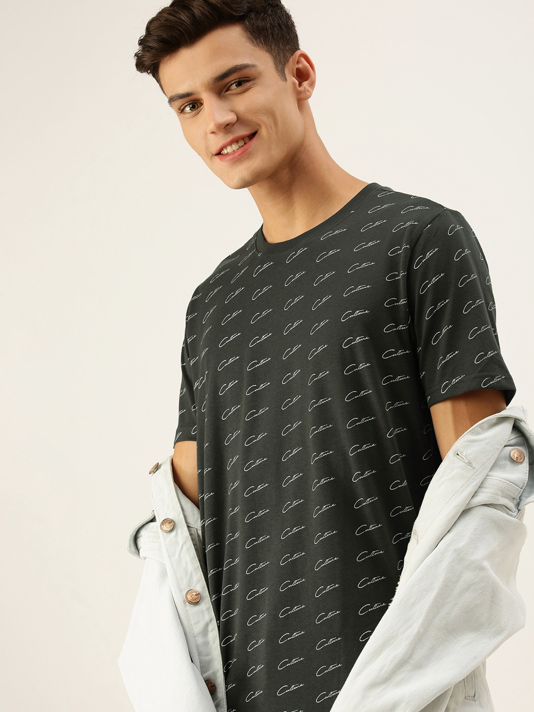 FOREVER 21 Men Grey Typography Printed Casual T-shirt