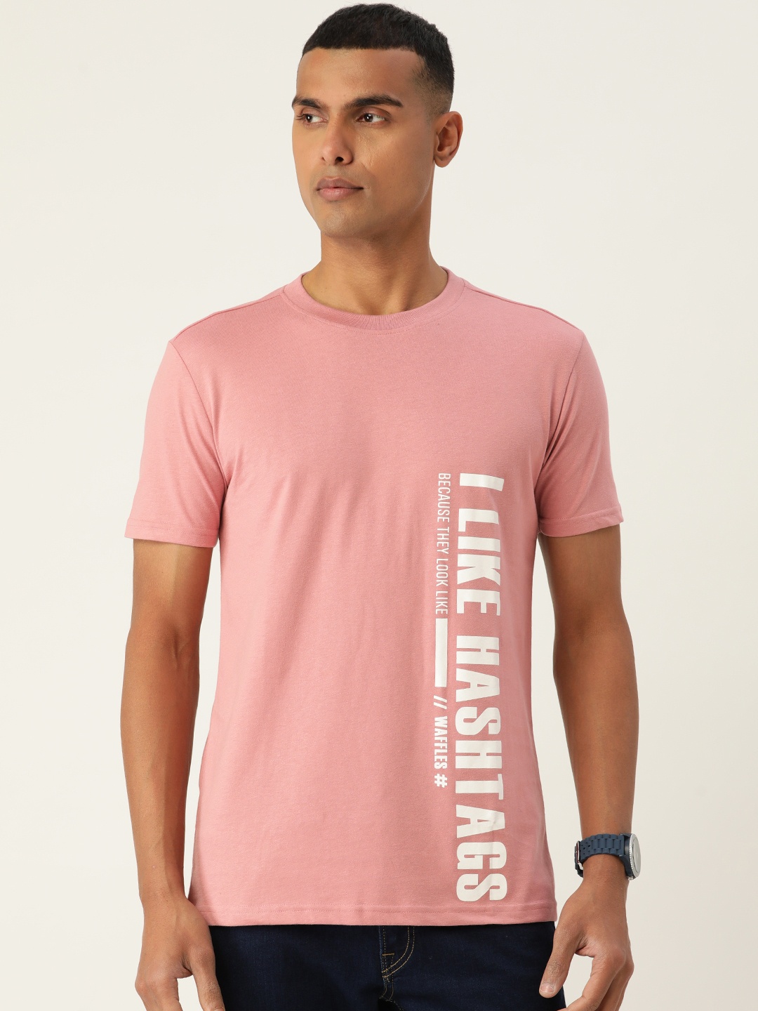 

FOREVER 21 Men Typography Printed T-shirt, Pink