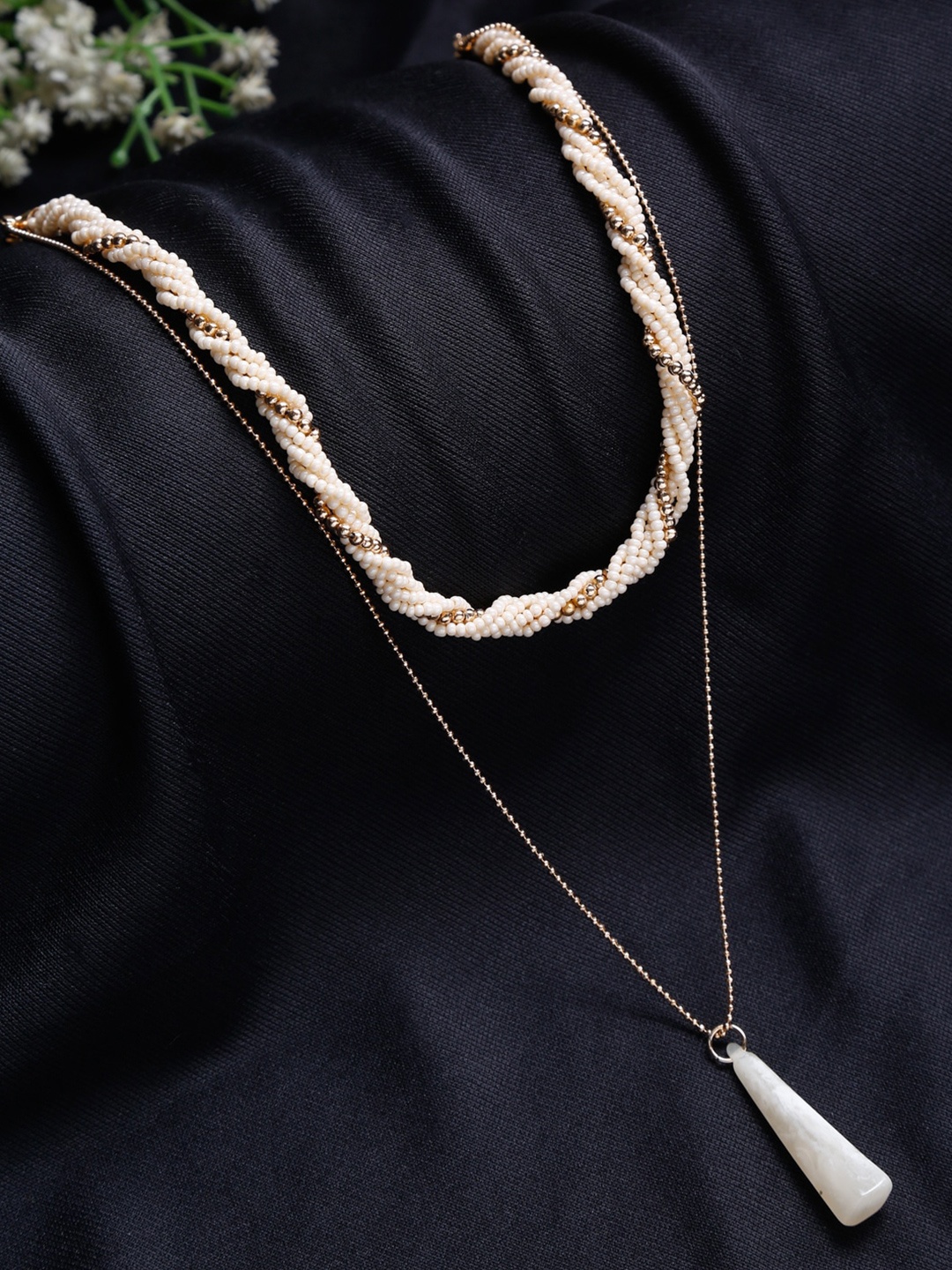 

Madame Gold-Toned & White Necklace