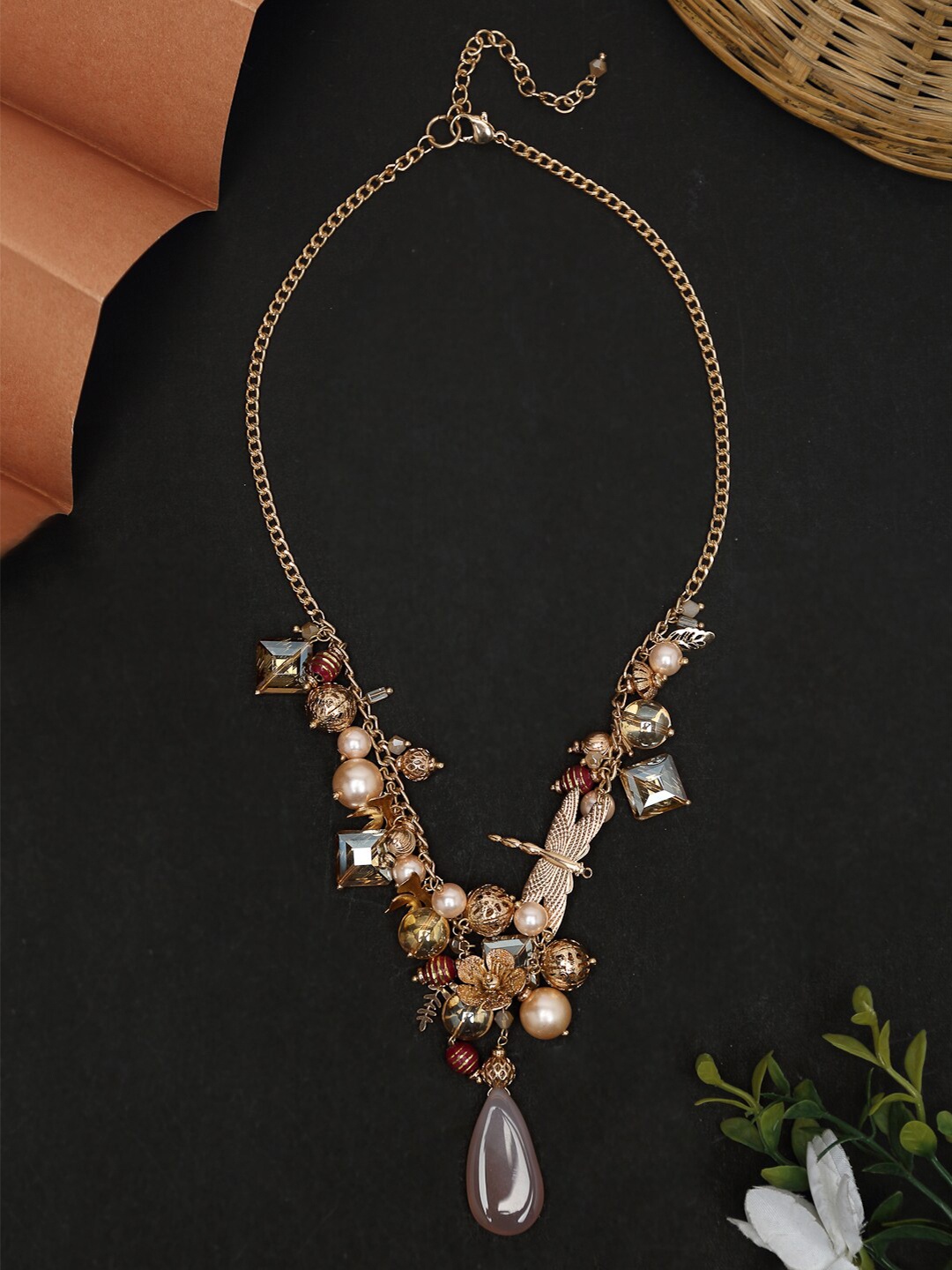 

Madame Rose Gold & Beige Rose Gold-Plated Necklace