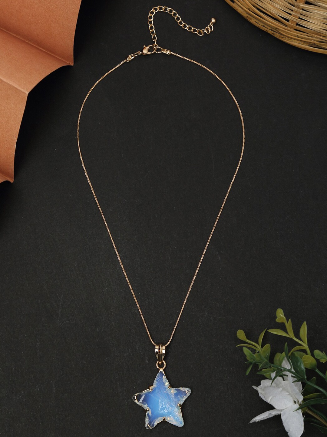 

Madame Gold-Toned & Blue Rose Gold-Plated Chain