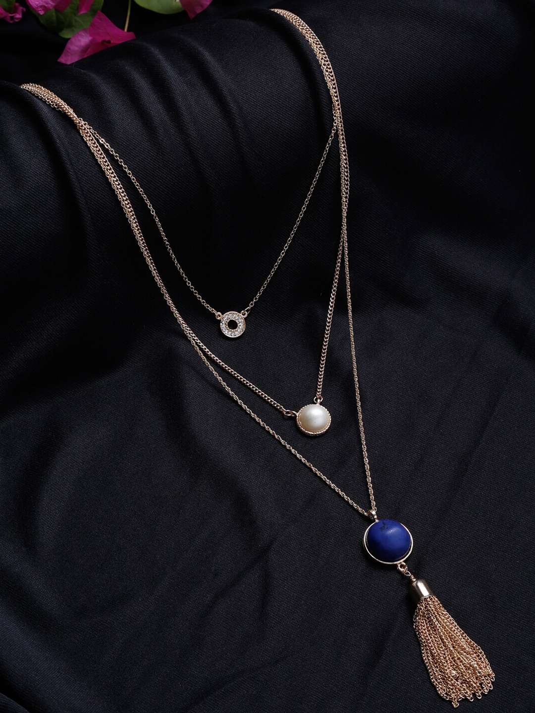 

Madame Rose Gold & White Brass Pearl Layered Necklace