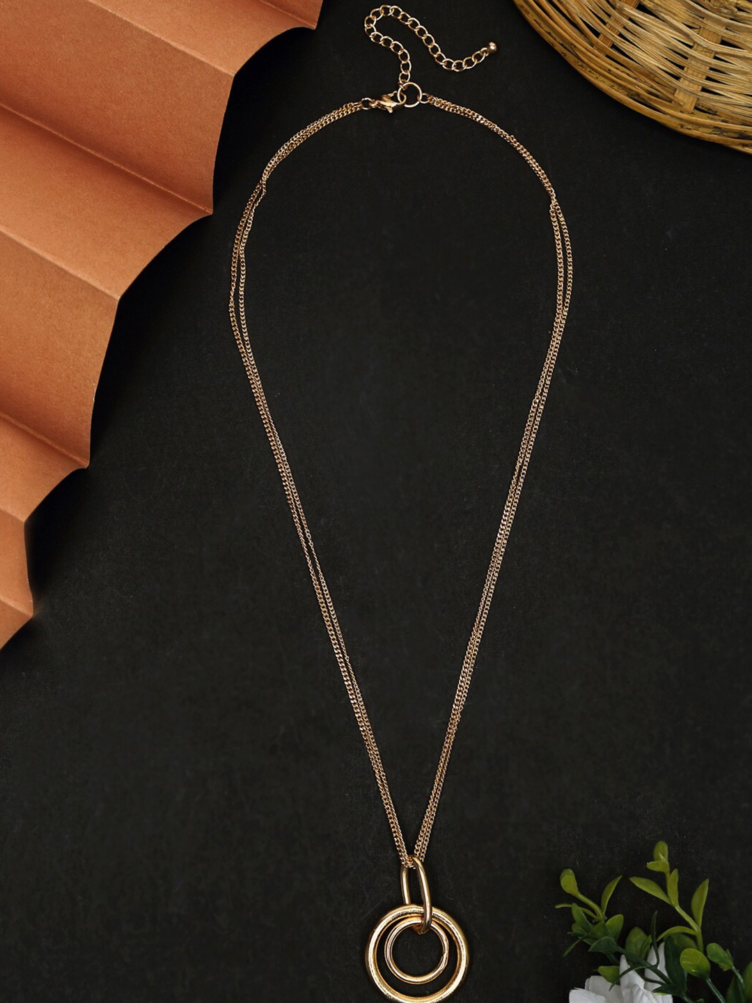 

Madame Women Rose Gold-Plated Circular Pendent Necklace