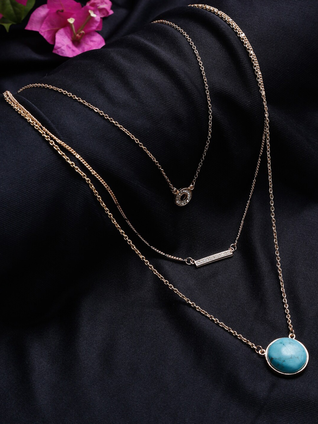 

Madame Rose Gold & Blue Brass Rose Gold-Plated Layered Chain