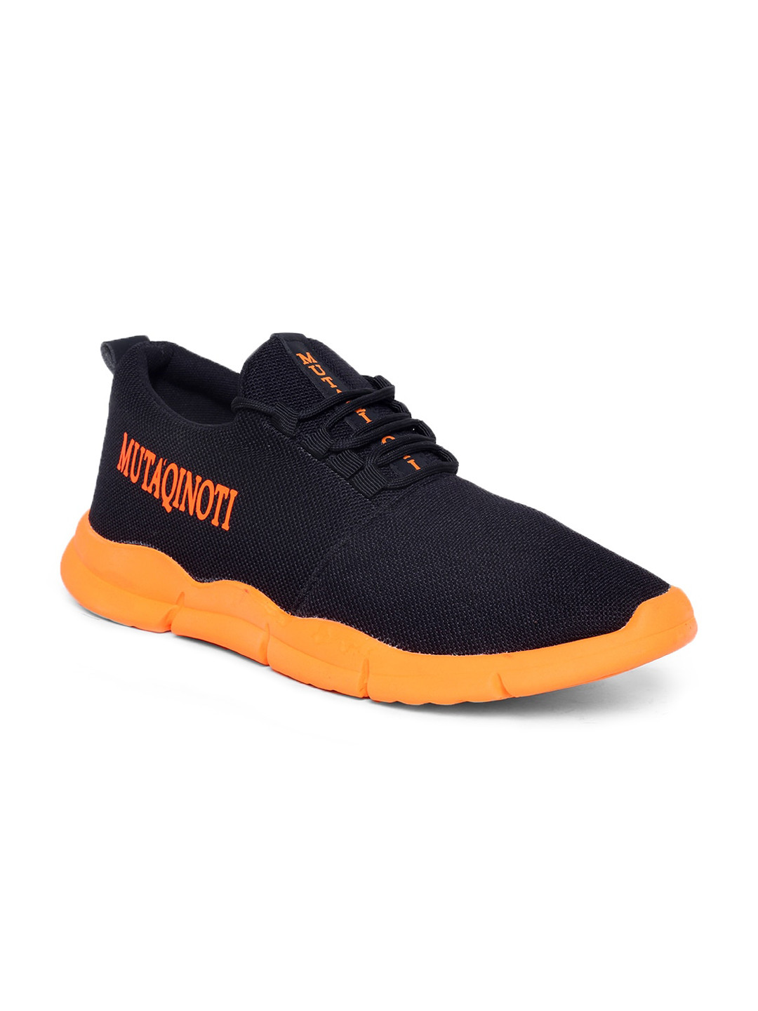 

MUTAQINOTI Men Orange Woven Design Sneakers