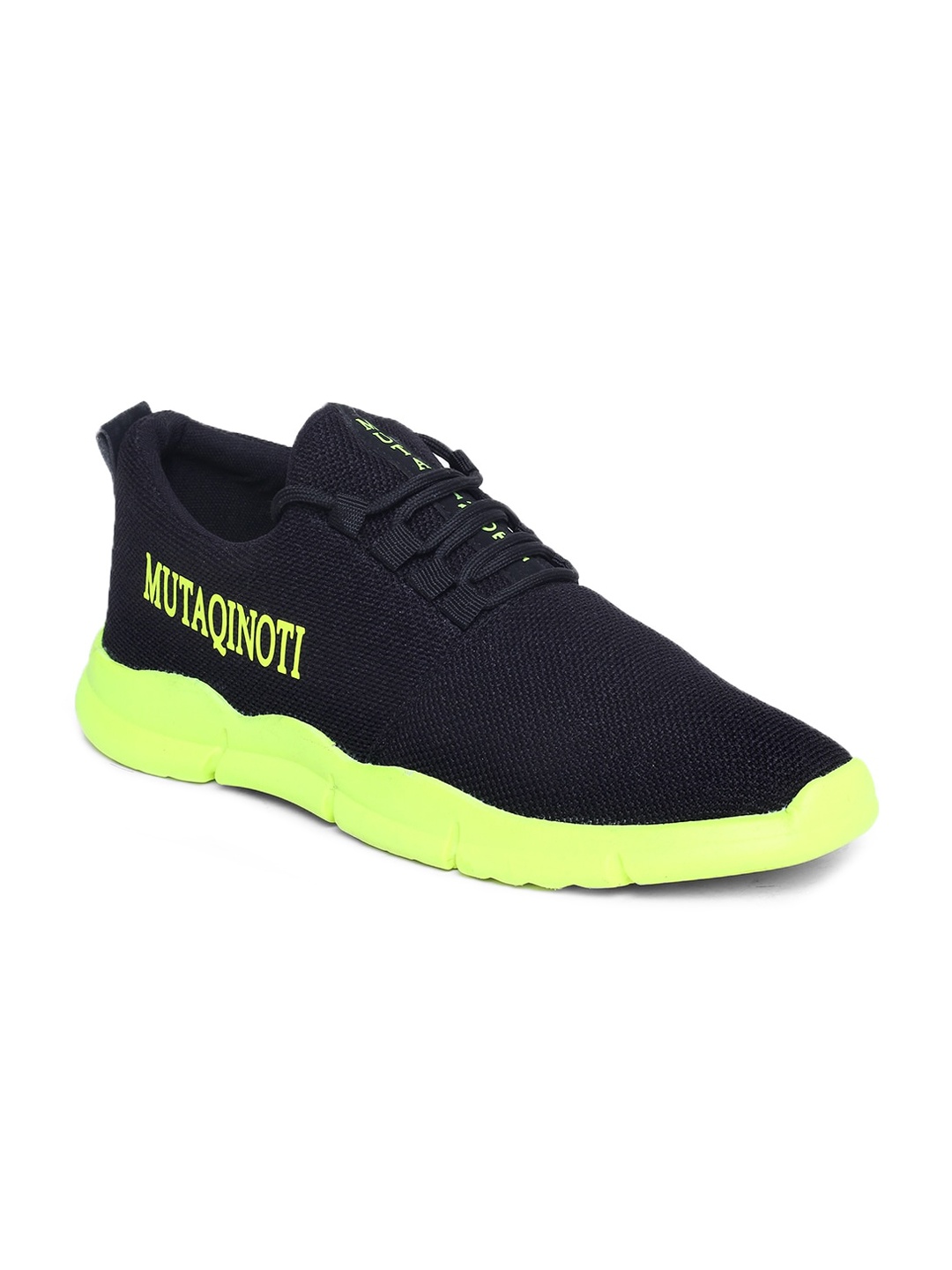 

MUTAQINOTI Men Black Woven Design Sneakers