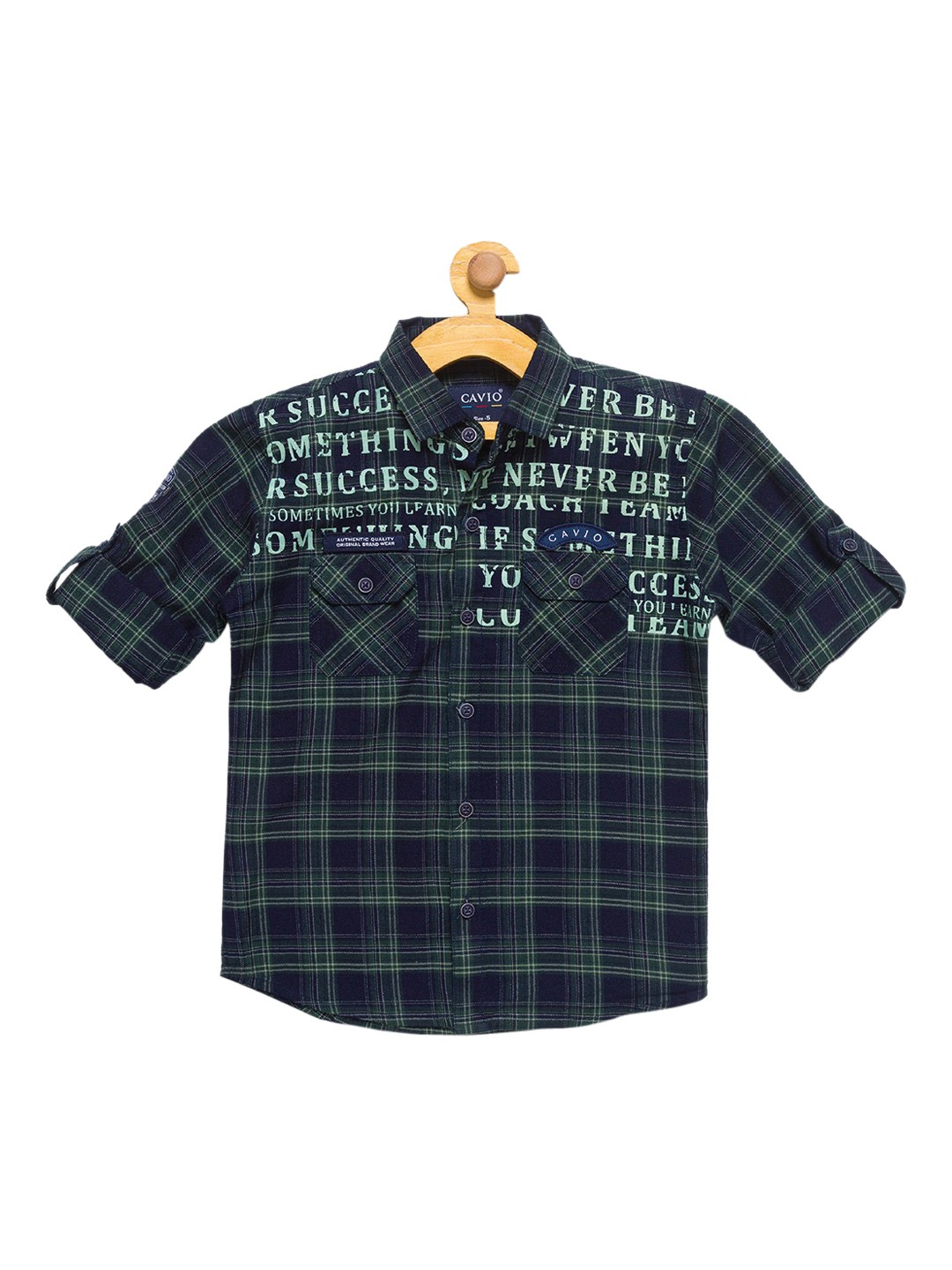 

CAVIO Boys Green Premium Tartan Checks Opaque Checked Casual Shirt