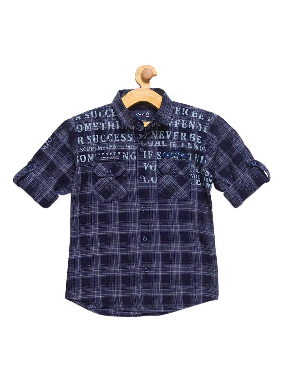 

CAVIO Boys Grey Premium Opaque Checked & Printed Casual Shirt